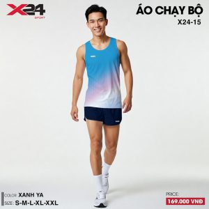 Áo chạy bộ màu xanh ya phối gradient - Thiết kế sát nách thoáng mát