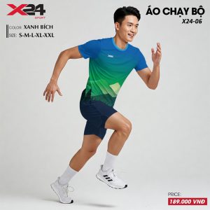Áo chạy bộ nam màu xanh bích phối gradient năng động