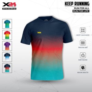 Áo chạy bộ ombre xanh đỏ ngọc – Thoáng khí, kháng khuẩn, thời trang