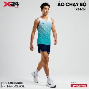 Áo chạy bộ nam xanh ngọc gradient – thiết kế không tay thoáng mát