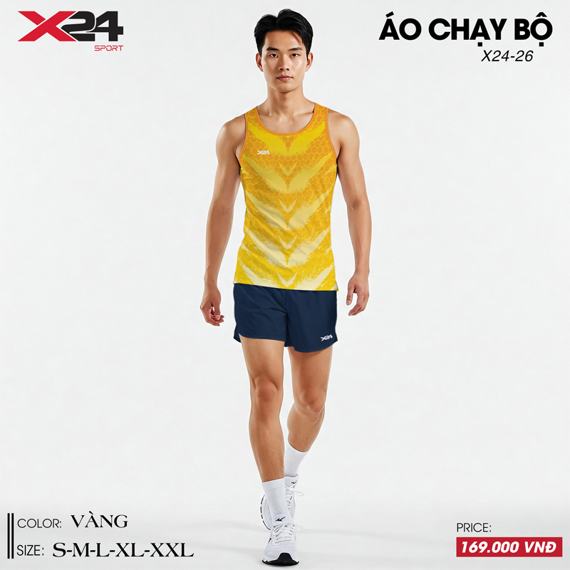 Áo chạy bộ màu vàng không tay thiết kế năng động dành cho cả gia đình
