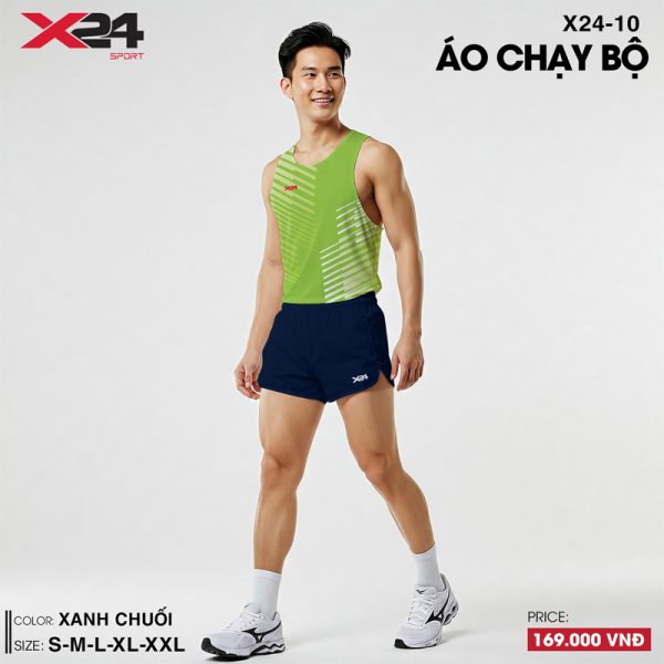 Áo chạy bộ nam xanh chuối thể thao sát nách - Hình ảnh 2