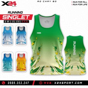 Áo chạy bộ ombre xanh lá kem năng động chống tia UV