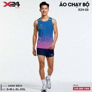 Áo chạy bộ xanh bích phối tím hồng – Tank top thể thao thoáng khí