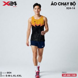 Áo chạy bộ nam màu đen cam - Năng động & thoáng khí