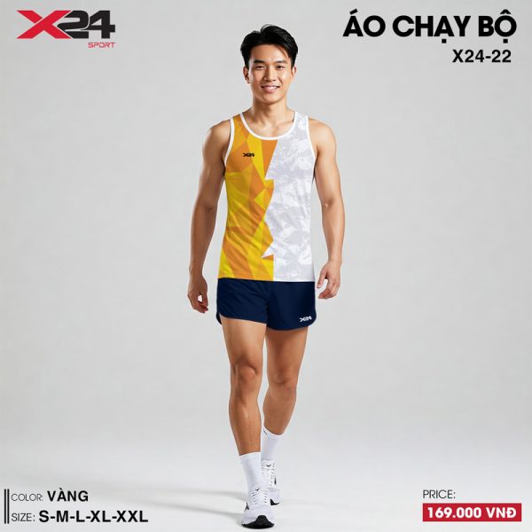 Áo chạy bộ màu vàng chuyển sắc cam trắng – thiết kế tanktop thể thao nổi bật - Hình ảnh 2