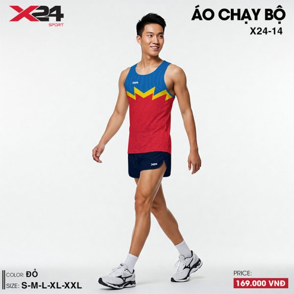 Áo chạy bộ nam màu đỏ phối xanh vàng – Năng động, nổi bật - Hình ảnh 2