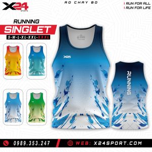 Áo chạy bộ nam phối màu gradient xanh dương trắng