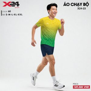 Áo chạy bộ nam màu vàng xanh chuyển sắc thời trang