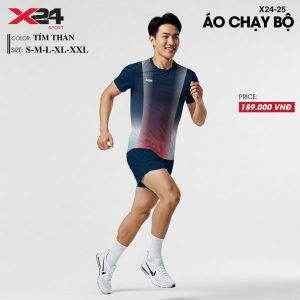 Áo chạy bộ nam màu tím than phối đỏ rượu vang thời trang thể thao