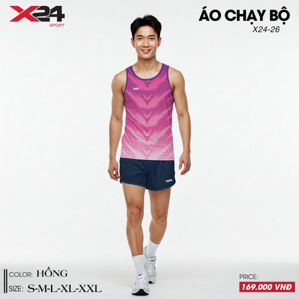 Áo chạy bộ Hồng Năng Động họa tiết lục giác – Gradient cá tính
