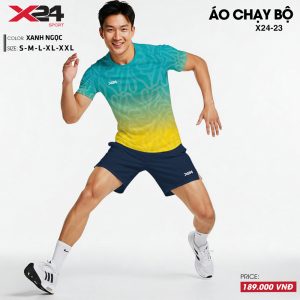 Áo chạy bộ nam xanh ngọc ombre vàng – Thoáng khí, nhẹ tênh, chuẩn form thể thao