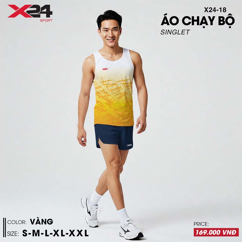 Áo chạy bộ nam màu vàng ombré thiết kế thể thao năng động