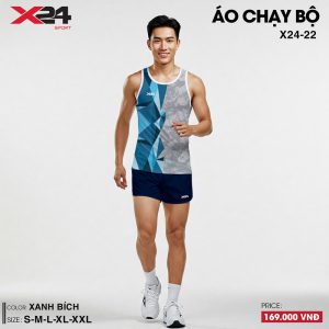 Áo chạy bộ nam không tay màu xanh bích và xám hiện đại