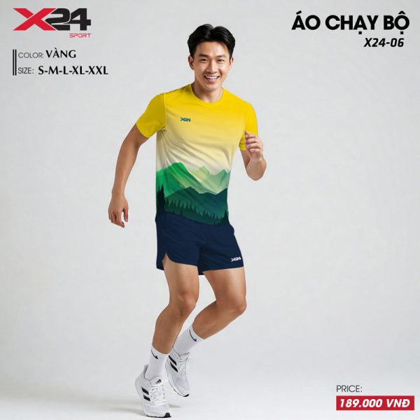 Áo chạy bộ màu vàng họa tiết rừng núi năng động – Mã X24-06 - Hình ảnh 2