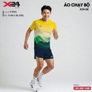 Áo chạy bộ màu vàng họa tiết rừng núi năng động – Mã X24-06