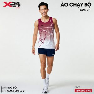 Áo chạy bộ nam màu đỏ đô chuyển sắc sát nách