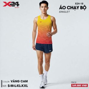 Áo chạy bộ nam màu cam năng động form singlet thể thao