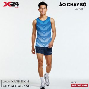 Áo chạy bộ nam màu xanh bích họa tiết loang trẻ trung