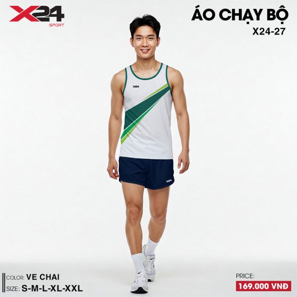 Áo chạy bộ nam màu trắng phối xanh - Thiết kế không tay thoáng mát - Hình ảnh 2