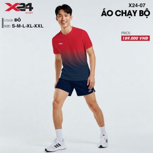 Áo chạy bộ nam màu ombre đỏ – xanh navy
