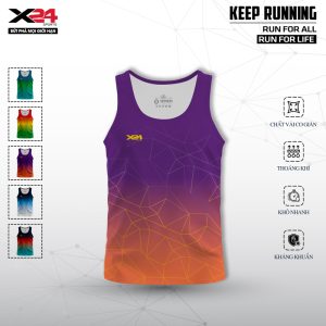 Áo Chạy Bộ Tím Hồng Cam - Thiết Kế Gradient Năng Động