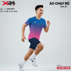 Áo chạy bộ nam xanh bích hồng tím năng động – thiết kế chuyển sắc nổi bật