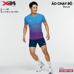 Áo chạy bộ xanh tím chuyển sắc - thiết kế thể thao năng động