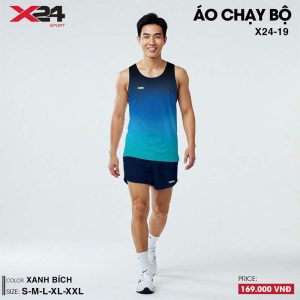 Áo chạy bộ nam xanh bích chuyển sắc nổi bật