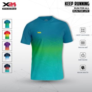 Áo chạy bộ màu xanh dương biển chuyển xanh lá - Thiết kế gradient năng động