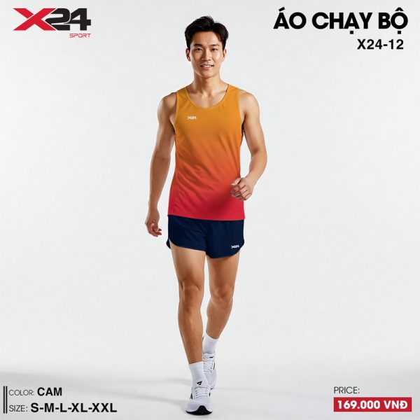 Áo chạy bộ nam nữ màu cam đỏ nổi bật theo size - Hình ảnh 2