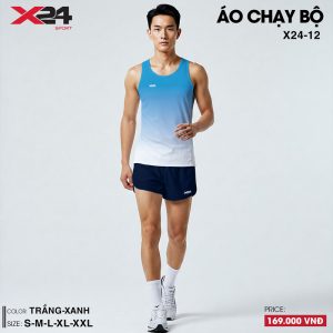 Áo Chạy Bộ Trắng Xanh Ombre Dáng Suông Thoáng Khí