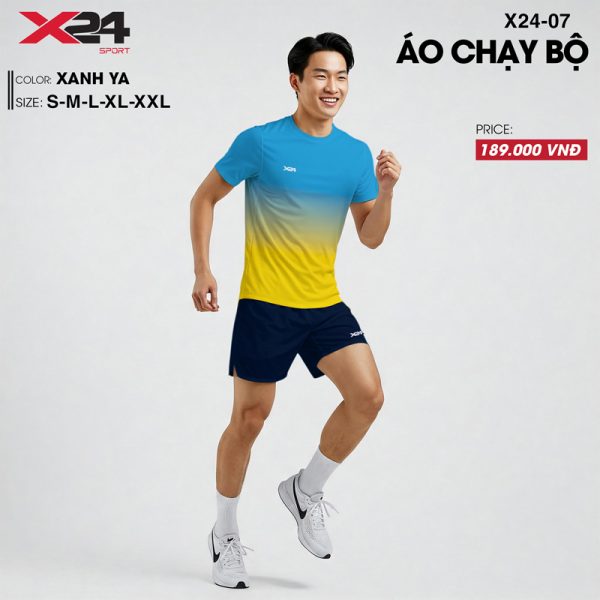 Áo chạy bộ màu xanh YA chuyển màu thời trang - Hình ảnh 2
