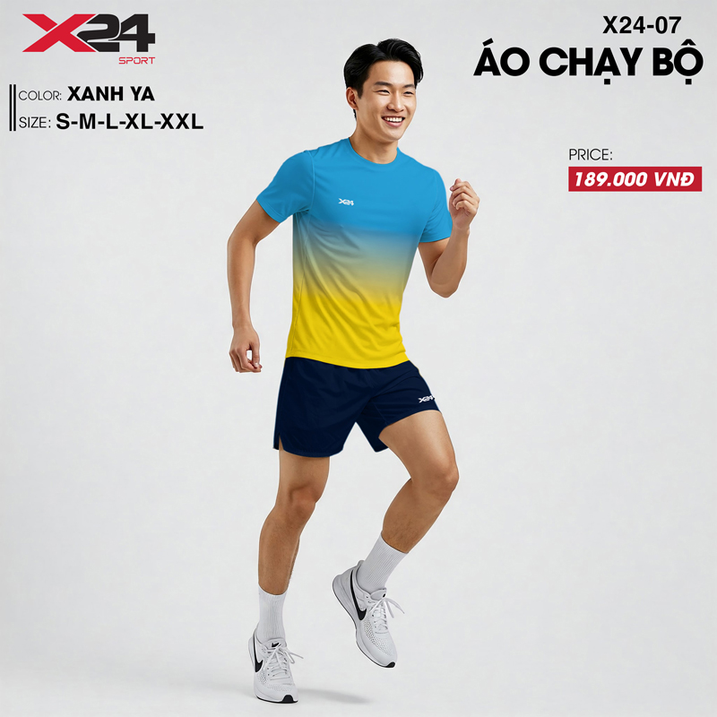 Áo chạy bộ nam màu xanh YA chuyển màu ombre hiện đại