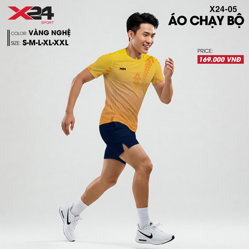 Áo chạy bộ vàng nghệ - phù hợp với các hoạt động chạy bộ tập thể và cá nhân