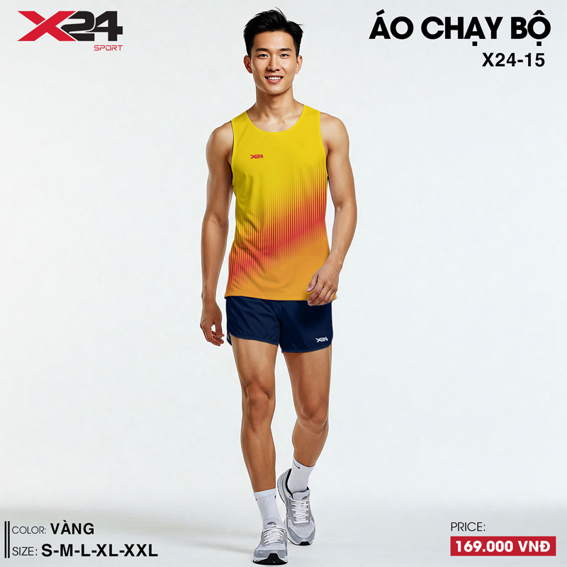 Áo chạy bộ nam màu vàng chuyển sắc nổi bật