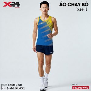 Áo Chạy Bộ Nam Sát Nách Màu Xanh Bích Năng Động