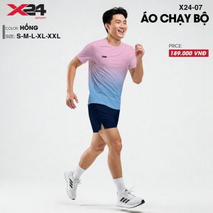 Áo chạy bộ ombre hồng pastel xanh dương – thoáng mát, năng động
