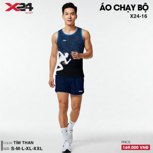 Áo chạy bộ nam không tay màu tím than họa tiết thể thao