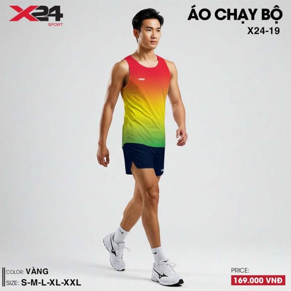 Áo chạy bộ nam phối màu đỏ vàng xanh nổi bật - Hình ảnh 2