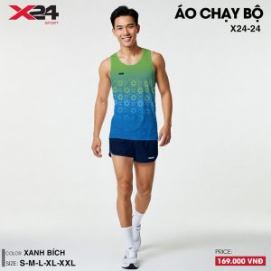 Áo chạy bộ nam màu xanh gradient họa tiết đối xứng