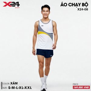 Áo chạy bộ màu trắng phối xám vàng cá tính