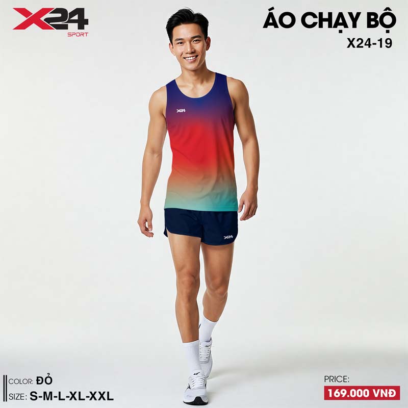 Áo chạy bộ nam chuyển màu xanh navy đỏ xanh ngọc