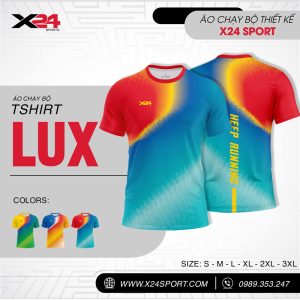 Áo chạy bộ T-Shirt Lux phối màu gradient đỏ vàng xanh
