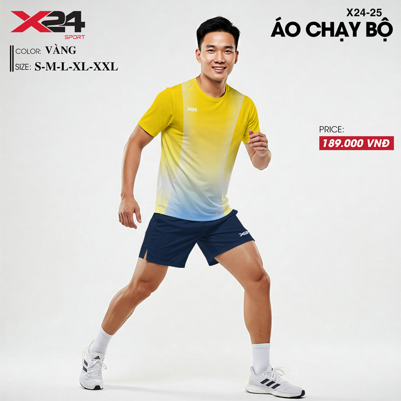 Áo chạy bộ màu vàng xanh ombre thoáng khí, thiết kế thể thao linh hoạt