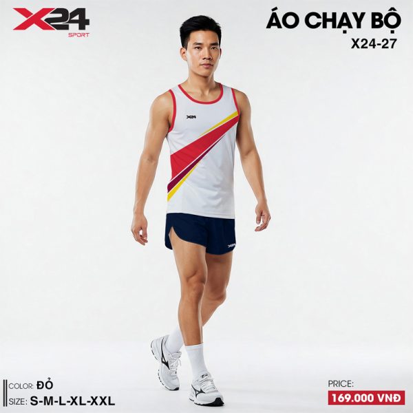 Áo chạy bộ nam ba lỗ màu trắng phối sọc thể thao - Hình ảnh 2