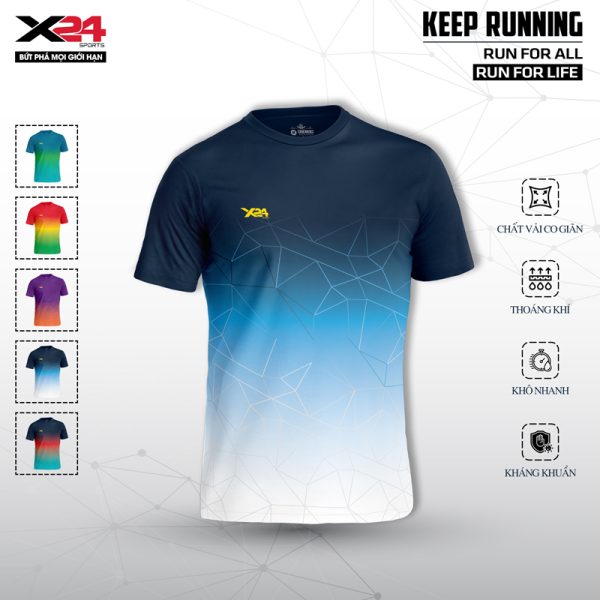 Áo chạy bộ màu xanh gradient năng động cho nam - Hình ảnh 2