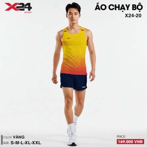 Áo chạy bộ nam màu vàng chuyển cam đỏ năng động