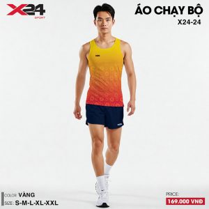 Áo chạy bộ nam màu gradient vàng cam đỏ nổi bật