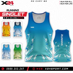 Áo Singlet Chạy Bộ Nam Xanh Dương - Xanh Ngọc Năng Động